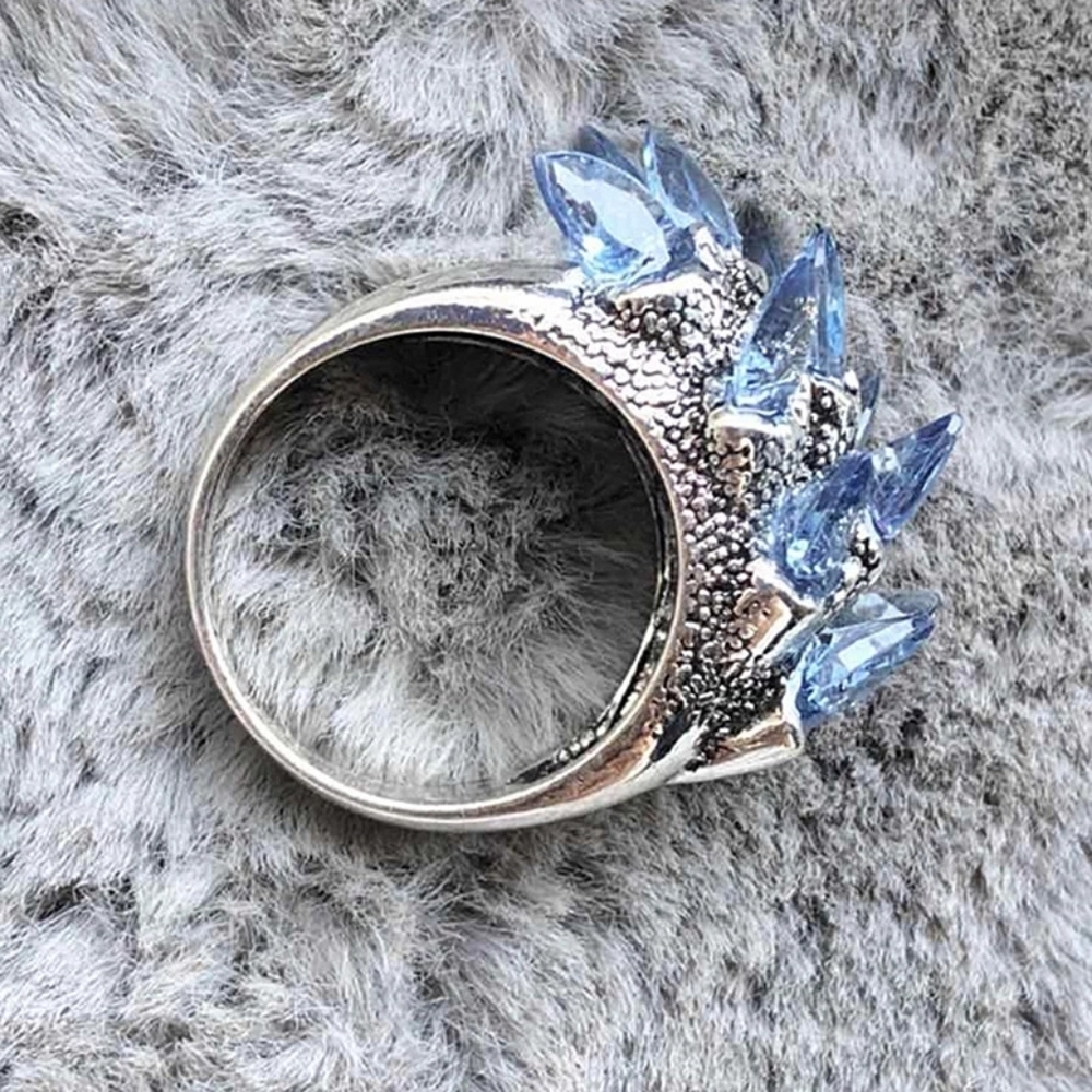 RESTOCKED! Raw Blue Celestite Geode Boho Alloy Silver Ring - Picture 4 of 6